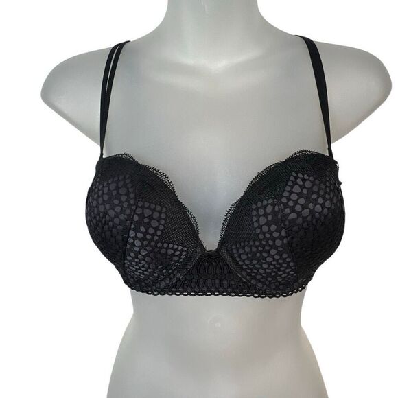 Victoria's Secret Other - Victoria’s Secret Very Sexy Black Mesh Overlay Push-Up Bra 32D E70